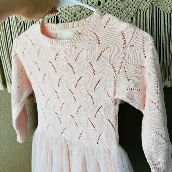Raised By Water Baby Pink Pointelle Knit Sweater Tulle TUTU Dress H - Picture 3 of 7